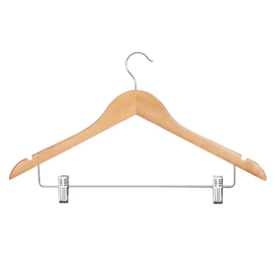 Wholesale Clothing Pants Clip Wooden Suit Coat Clothes Hangers Hotel Hanger with Clip